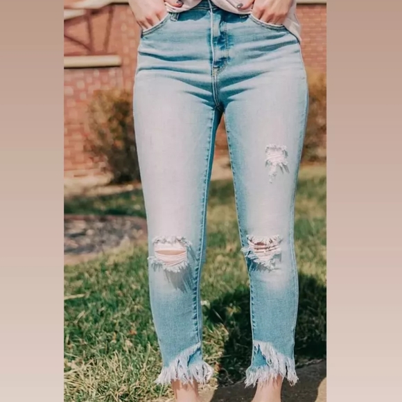 Light Blue Buckle Jeans - Picture 3 of 4